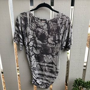 Gray and black Toska top with Roses